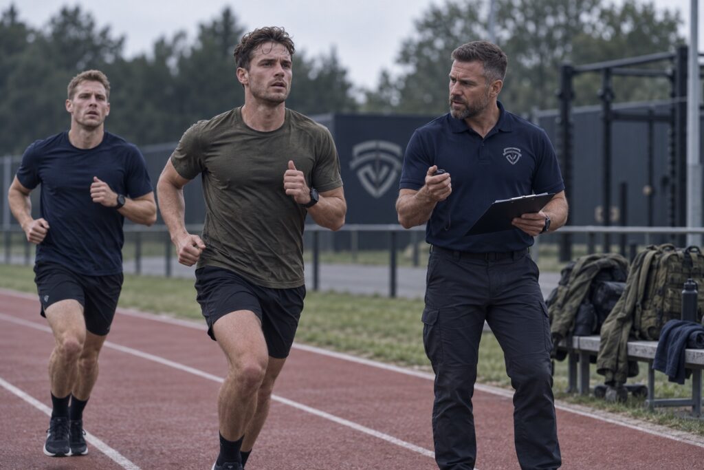 Coach beoordeelt fysieke performance tijdens een assessment